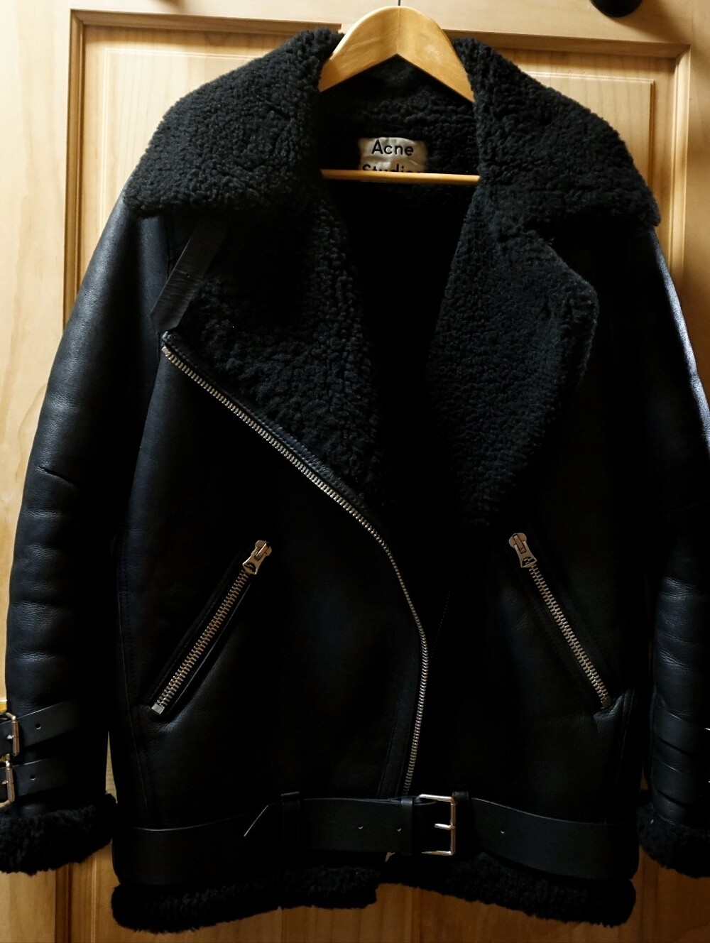 Acne Studios - Shearling Biker Jacket - Black/Noir - Sz EU/FR 36